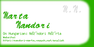 marta nandori business card